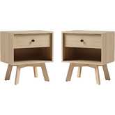Frans 20" 1 Drawer Nightstand in Coastal Oak Finish (Set of 2)