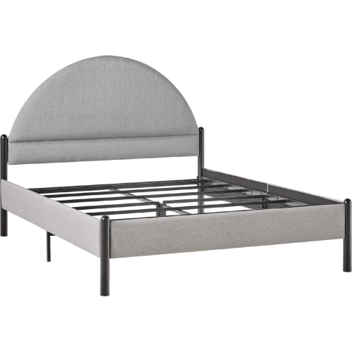 Gastonia Queen Bed with Arched Headboard in Grey Fabric & Metal