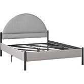 Gastonia Queen Bed with Arched Headboard in Grey Fabric & Metal