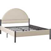 Gastonia Queen Bed with Arched Headboard in Oatmeal Fabric & Metal