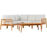 Circa Outdoor 6 Piece Sectional Sofa Set in Natural Wood & Neutral Fabric