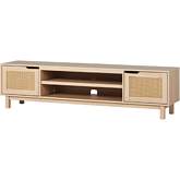 Hamkke 70" 2 Door TV Stand in Coastal Oak Finish & Rattan