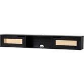 Hamkke 58" 2 Door Floating TV Stand in Black Finish & Rattan
