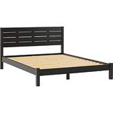 Isla Queen Bed with Slatted Headboard in Black Finish Pine