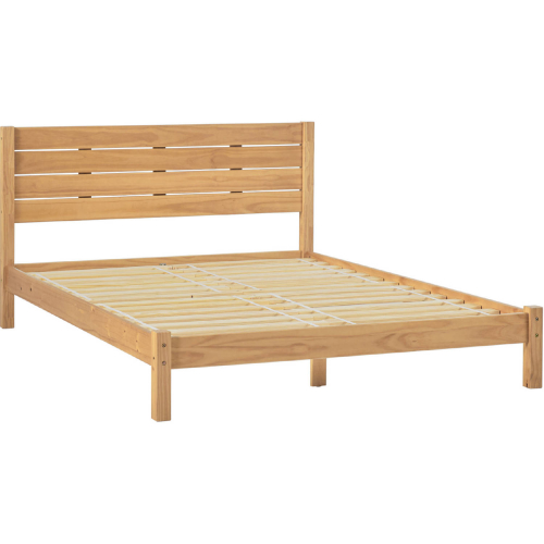 Isla Queen Bed with Slatted Headboard in Natural Finish Pine