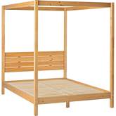 Isla Queen Bed with Slatted Headboard & Canopy in Natural Finish Pine