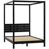 Isla Full Canopy Bed with Slatted Headboard in Black