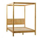 Isla Full Canopy Bed with Slatted Headboard in Natural Pine
