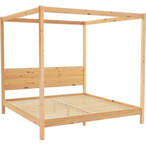 Isla King Canopy Bed with Slatted Headboard in Natural Pine