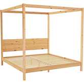 Isla King Canopy Bed with Slatted Headboard in Natural Pine