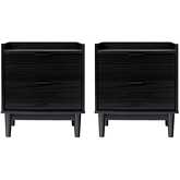 Lee 20" 2 Drawer Nightstand in Black Finish Wood (Set of 2)