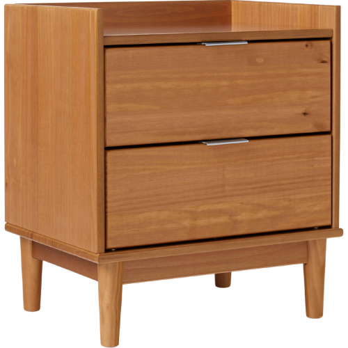 Lee 20" Solid Wood 2 Drawer Nightstand with Gallery in Caramel Finish