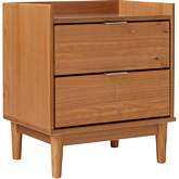 Lee 20" Solid Wood 2 Drawer Nightstand with Gallery in Caramel Finish