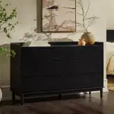 Lee Gallery Tray Top 6 Drawer Dresser in Black Solid Wood