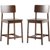 Madsen Counter Stool in Walnut Finish Wood (Set of 2)