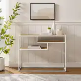 Maya Floating Shelf Console Table in Coastal Oak Finish & White