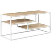Maya 40" TV Stand in Coastal Oak Finish & White Metal