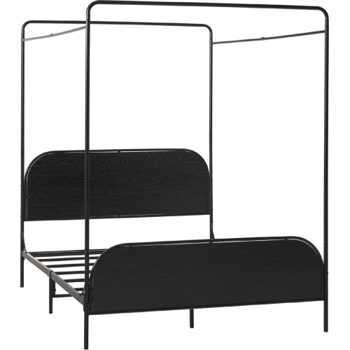 Metro Queen Canopy Bed in Black Finish Wood & Bent Metal