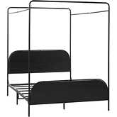 Metro Queen Canopy Bed in Black Finish Wood & Bent Metal