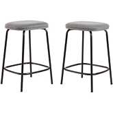 Mutt Counter Stool in Charcoal Fabric & Black Metal (Set of 2)