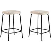 Mutt Counter Stool in Ivory Fabric & Black Metal (Set of 2)