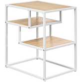 Maya 16" Side Table in Coastal Oak Finish & White Metal