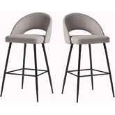 O Bar Stool in Mushroom Fabric & Metal