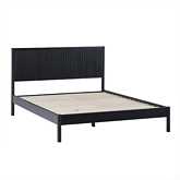 Paris Queen Bed with Reeded Headboard in Black Finish Wood