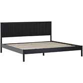 Paris King Bed with Reeded Headboard in Black Finish Wood