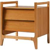 Oswald 22" Angle Face 2 Drawer Nightstand in Caramel Finish Wood