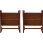 Oswald 22" Angle Face 2 Drawer Nightstand in Walnut Finish Wood (Set of 2)