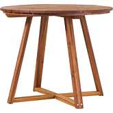 Prenton Outdoor 36" Round Dining Table with Slat Top in Brown Finish Wood