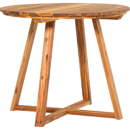 Prenton Outdoor 36" Round Dining Table with Slat Top in Natural Finish Wood
