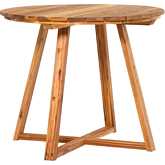 Prenton Outdoor 36" Round Dining Table with Slat Top in Natural Finish Wood