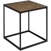 Parquet 20" Square Side Table in Parquet Veneer & Metal