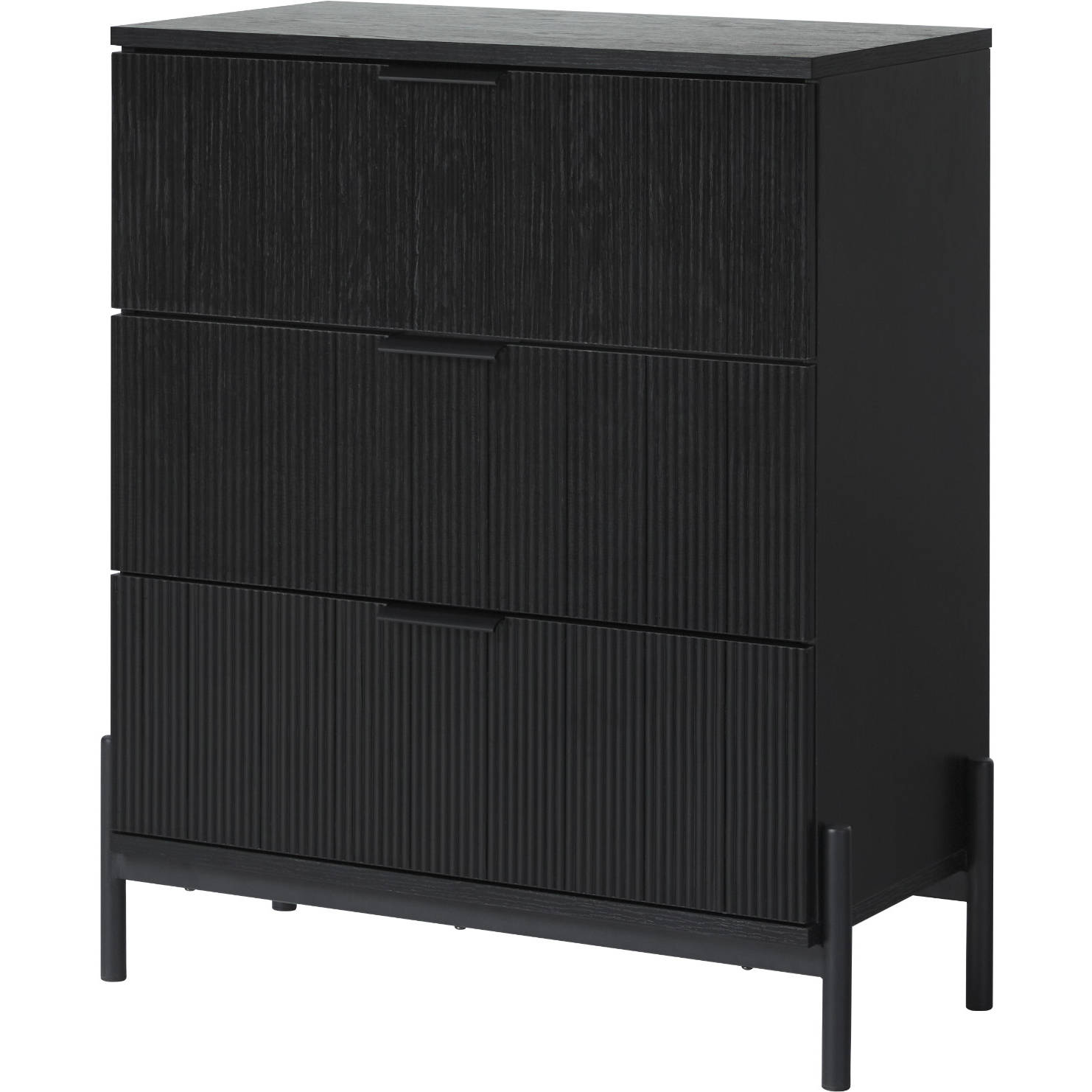 Walker Edison PRSB3BBL2 Paris 3 Drawer Chest with Reeded Drawer Fronts