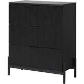 Paris 3 Drawer Chest with Reeded Drawer Fronts in Black Finish