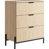 Paris 3 Drawer Chest with Reeded Drawer Fronts in Coastal Oak Finish