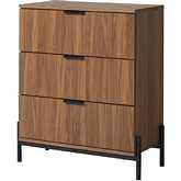 Paris 3 Drawer Chest with Reeded Drawer Fronts in Mocha Finish