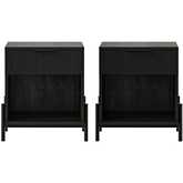 Paris 24" Reeded Wood 1 Drawer Nightstand in Black Finish (Set of 2)