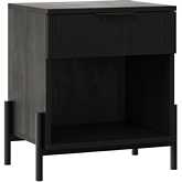 Paris 24" Reeded Wood 1 Drawer Nightstand in Black Finish