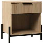 Paris 24" Reeded Wood 1 Drawer Nightstand in Coastal Oak Finish