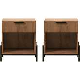 Paris 24" Reeded Wood 1 Drawer Nightstand in Mocha Finish (Set of 2)