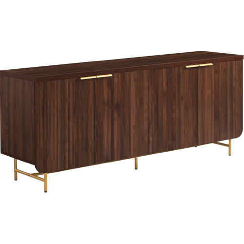 Reema 69" 4 Door TV Stand Sideboard in Dark Walnut Finish & Gold