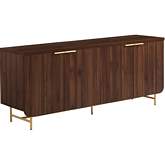 Reema 69" 4 Door TV Stand Sideboard in Dark Walnut Finish & Gold