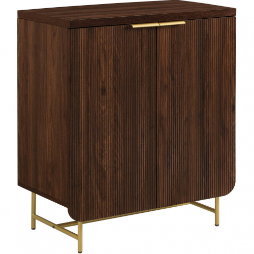 Reema 32" 2 Door Accent Cabinet in Dark Walnut Finish & Gold