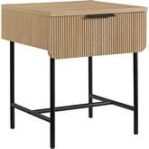 Reema 18.5" Reeded 1 Drawer Side Table in Coastal Oak Finish & Black