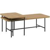 Reema 2 Piece Nesting Coffee Table in Coastal Oak Finish & Black Metal