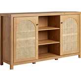 Sasha 58" 2 Door Sideboard with Arched Rattan Panels in English Oak Finish