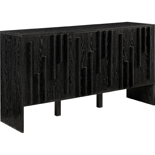 Silas 55" 3 Door Vertical Detail Sideboard in Black Finish